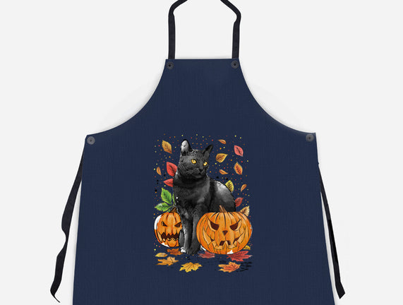 Cat Leaves and Pumpkins
