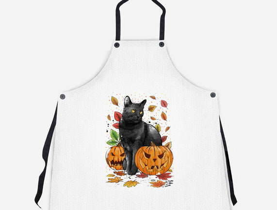 Cat Leaves and Pumpkins