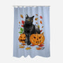 Cat Leaves and Pumpkins-none polyester shower curtain-DrMonekers