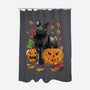 Cat Leaves and Pumpkins-none polyester shower curtain-DrMonekers