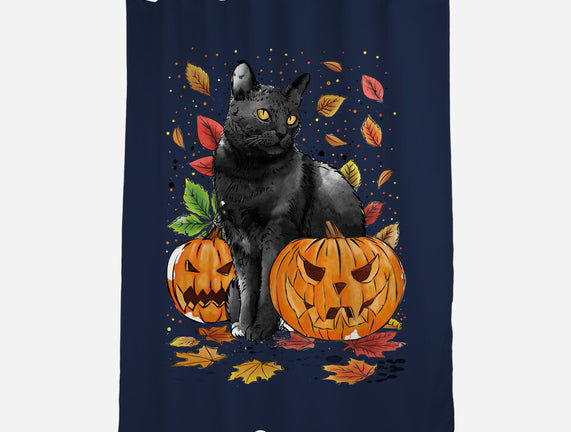 Cat Leaves and Pumpkins