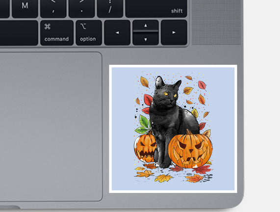 Cat Leaves and Pumpkins