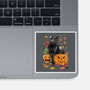 Cat Leaves and Pumpkins-none glossy sticker-DrMonekers