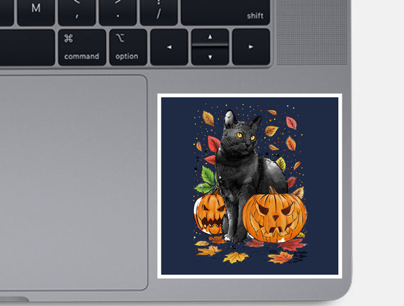 Cat Leaves and Pumpkins