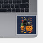 Cat Leaves and Pumpkins-none glossy sticker-DrMonekers