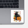 Cat Leaves and Pumpkins-none glossy sticker-DrMonekers