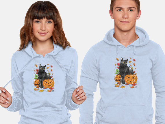 Cat Leaves and Pumpkins