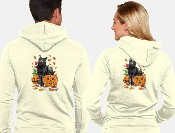 Cat Leaves and Pumpkins