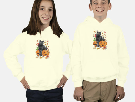 Cat Leaves and Pumpkins