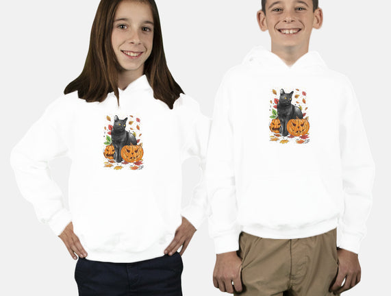 Cat Leaves and Pumpkins