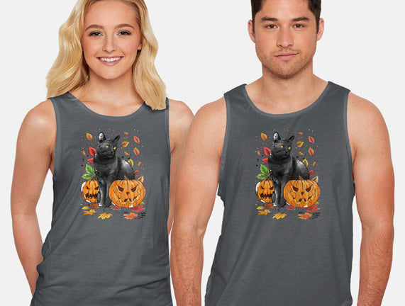 Cat Leaves and Pumpkins