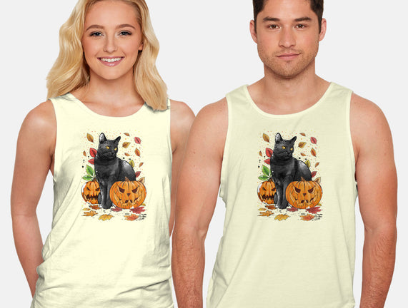 Cat Leaves and Pumpkins