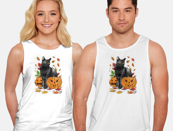 Cat Leaves and Pumpkins