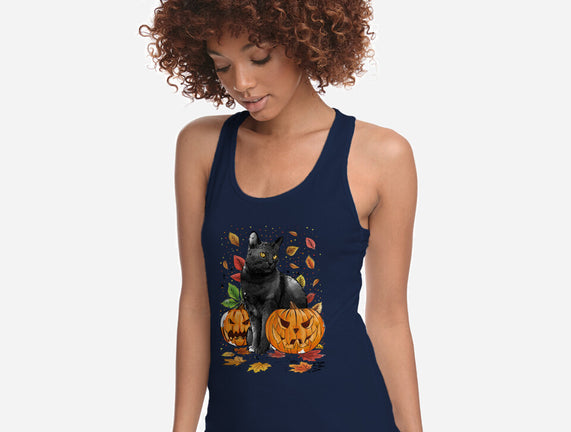 Cat Leaves and Pumpkins