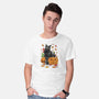 Cat Leaves and Pumpkins-mens basic tee-DrMonekers