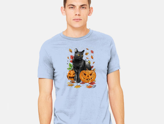 Cat Leaves and Pumpkins