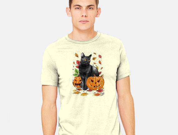 Cat Leaves and Pumpkins