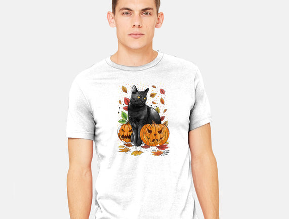 Cat Leaves and Pumpkins