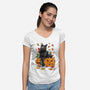 Cat Leaves and Pumpkins-womens v-neck tee-DrMonekers