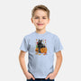 Cat Leaves and Pumpkins-youth basic tee-DrMonekers