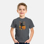 Cat Leaves and Pumpkins-youth basic tee-DrMonekers