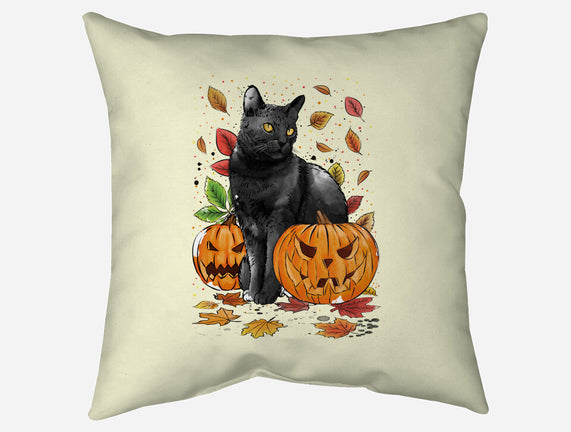 Cat Leaves and Pumpkins