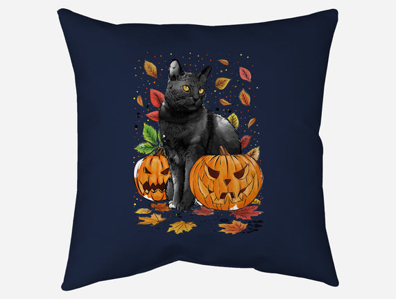 Cat Leaves and Pumpkins