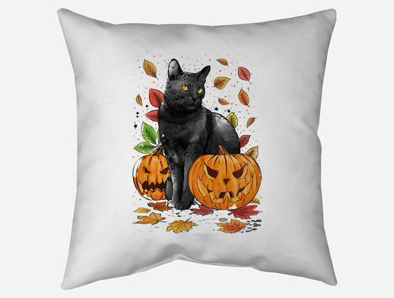 Cat Leaves and Pumpkins