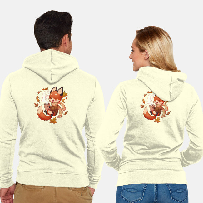 Cozy Fox Fall-unisex zip-up sweatshirt-DoOomcat