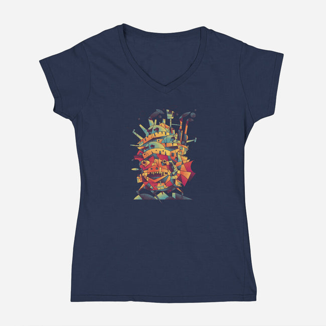 Abstract Castle-womens v-neck tee-victorsbeard