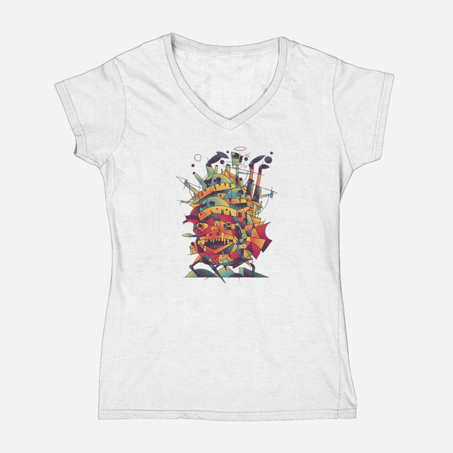 Abstract Castle-womens v-neck tee-victorsbeard