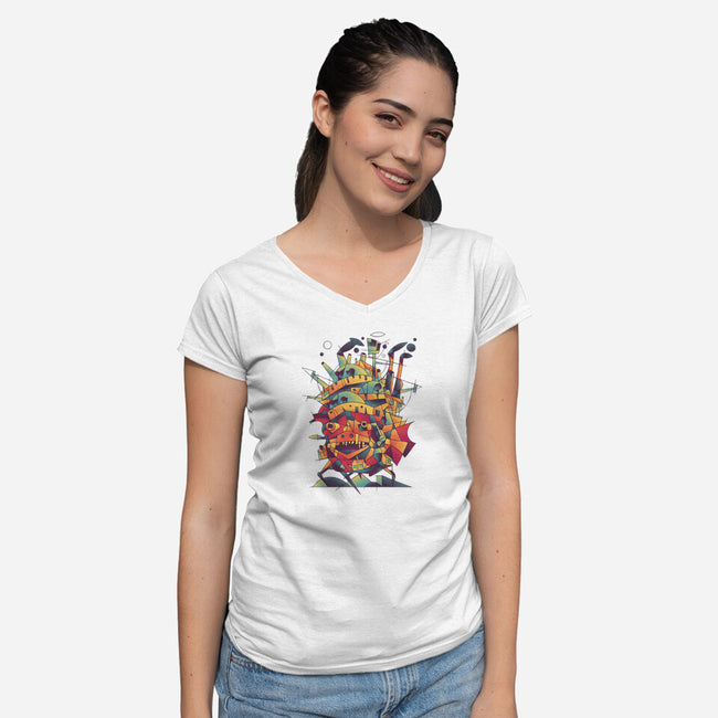 Abstract Castle-womens v-neck tee-victorsbeard