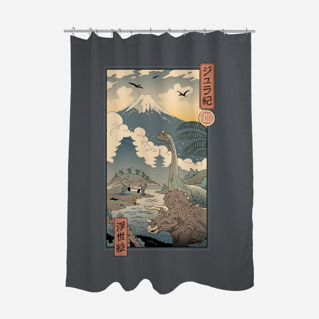 Jurassic Ukiyo-e 2-none polyester shower curtain-vp021
