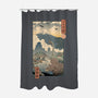 Jurassic Ukiyo-e 2-none polyester shower curtain-vp021