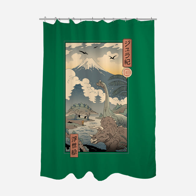 Jurassic Ukiyo-e 2-none polyester shower curtain-vp021
