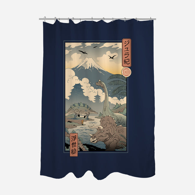 Jurassic Ukiyo-e 2-none polyester shower curtain-vp021