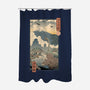Jurassic Ukiyo-e 2-none polyester shower curtain-vp021
