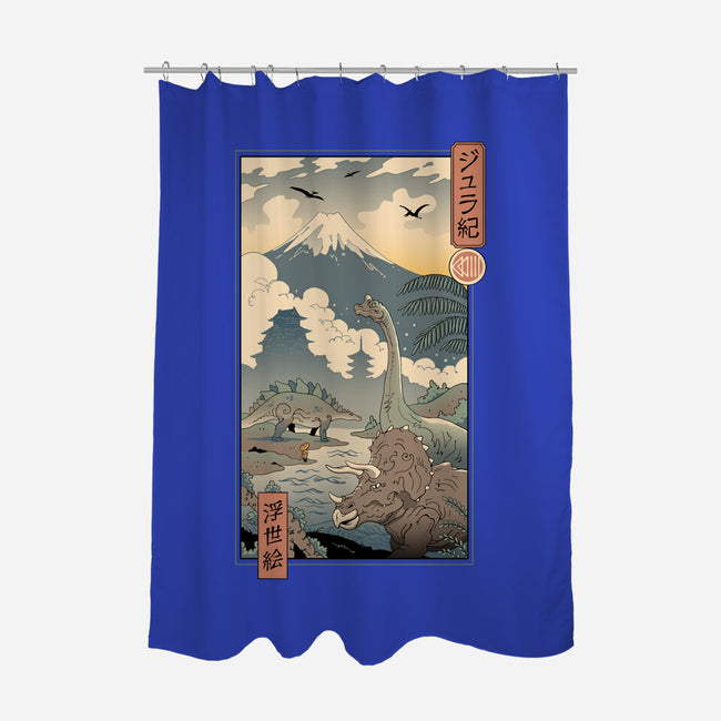 Jurassic Ukiyo-e 2-none polyester shower curtain-vp021