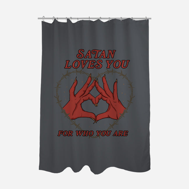 Satan Loves You-none polyester shower curtain-Thiago Correa