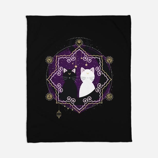Crescent Moon Cats-none fleece blanket-Liewrite