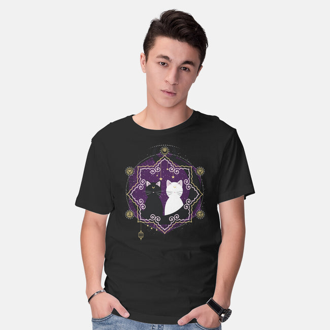 Crescent Moon Cats-mens basic tee-Liewrite