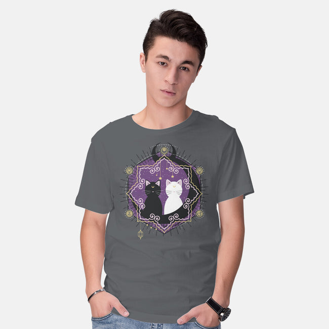 Crescent Moon Cats-mens basic tee-Liewrite