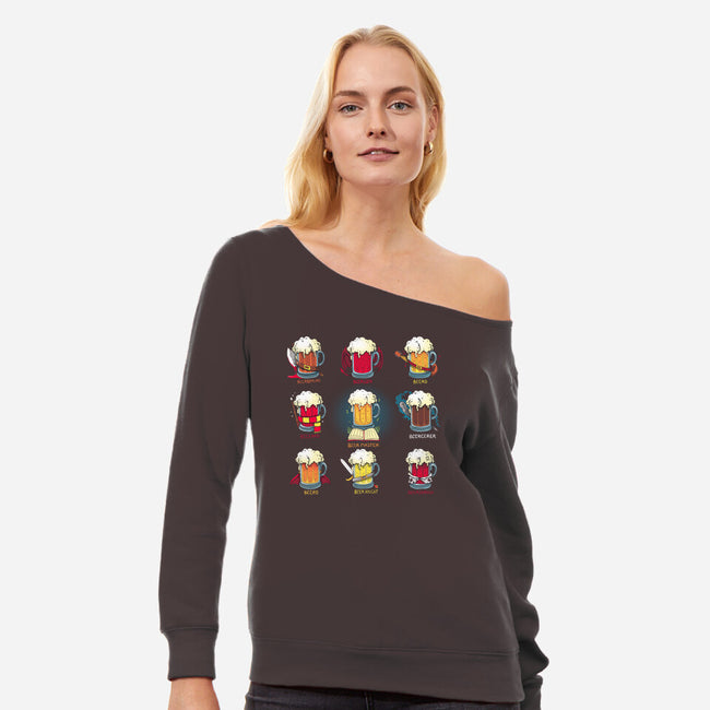 Beer Role Play-womens off shoulder sweatshirt-Vallina84
