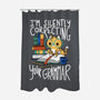 Grammar Cat-none polyester shower curtain-TaylorRoss1