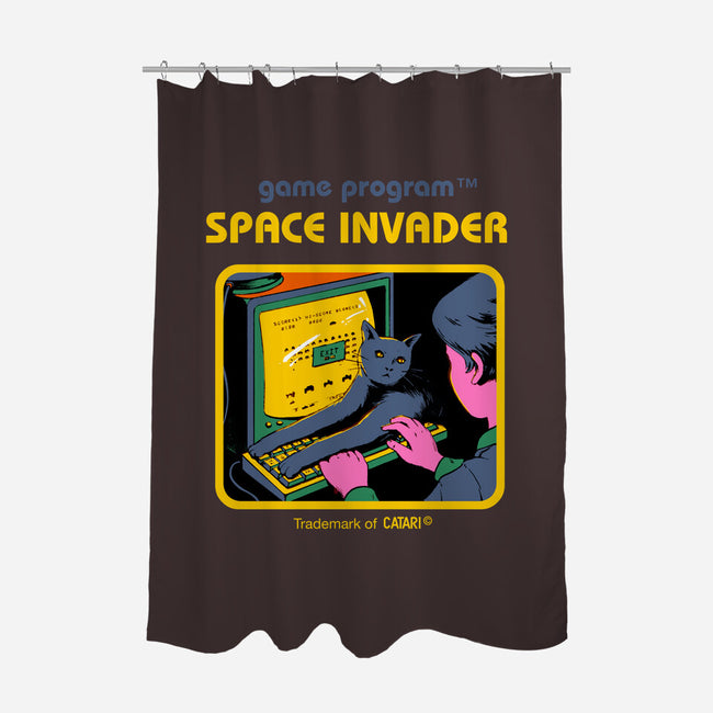 Space Invader-none polyester shower curtain-Mathiole