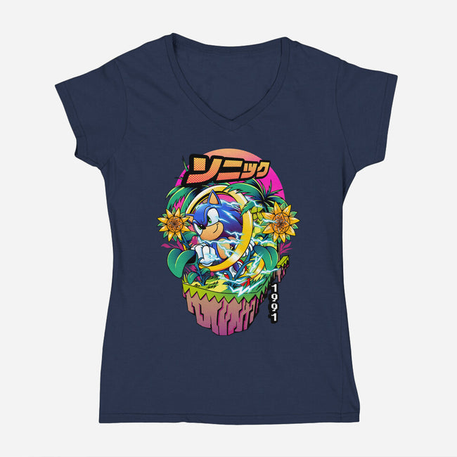 Sonic Speed-womens v-neck tee-iqbalgarint