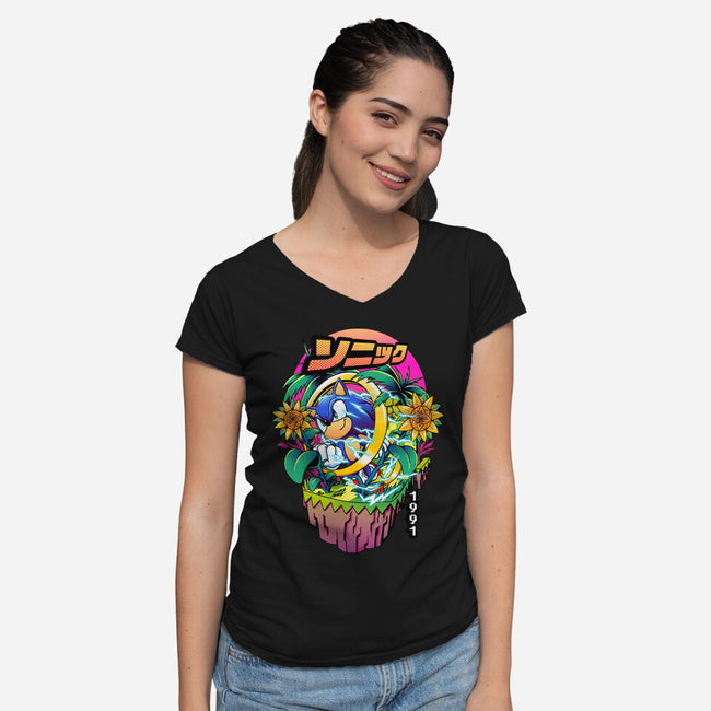 Sonic Speed-womens v-neck tee-iqbalgarint