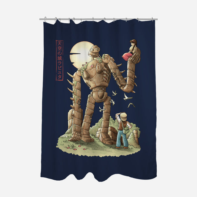 The Robot In The Sky-none polyester shower curtain-saqman