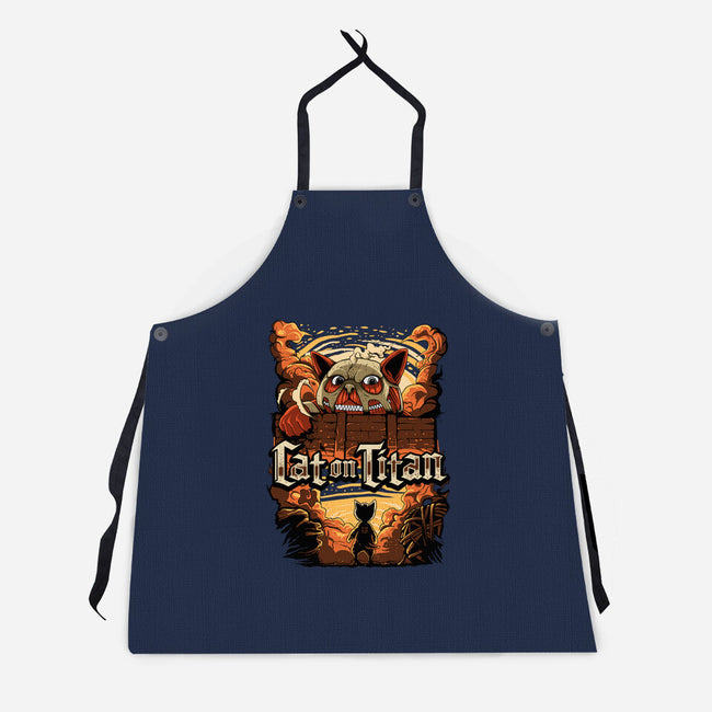 Cat on Titan-unisex kitchen apron-pujartwork