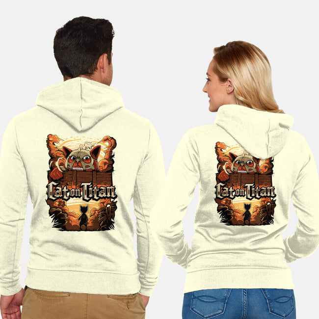 Cat on Titan-unisex zip-up sweatshirt-pujartwork
